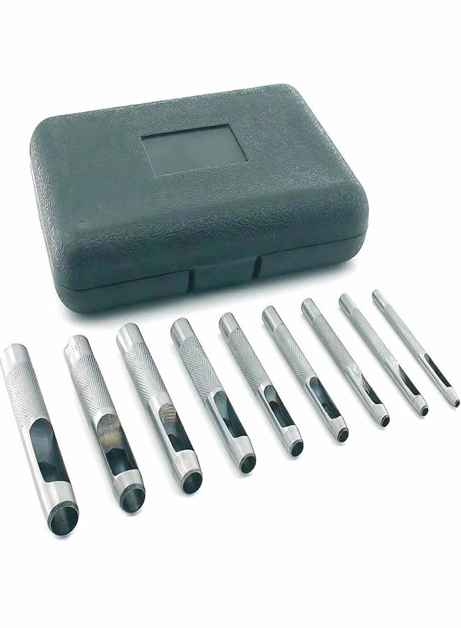 UpToDateTools 9Pcs Round Steel Hollow Punch Set 3mm to 12mm Leather Craft Hollow Hole Punch Tools For Leather, Watch Band, Gasket Belt, Shoe, Etc - Image 1